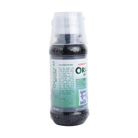 orahex af|ORAHEX ORAL RINSE 120ML MINT ALCOHOL FR .